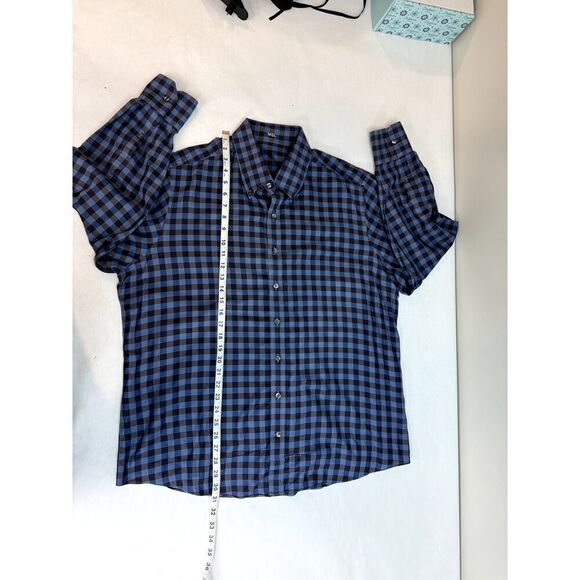 MSL Men's Checkered Button Down Shirt Blue 100% Cotton - Men's Size XL - Picture 5 of 11